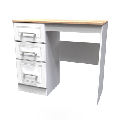 Kent Desk White & Oak 3 Drawers 90cm