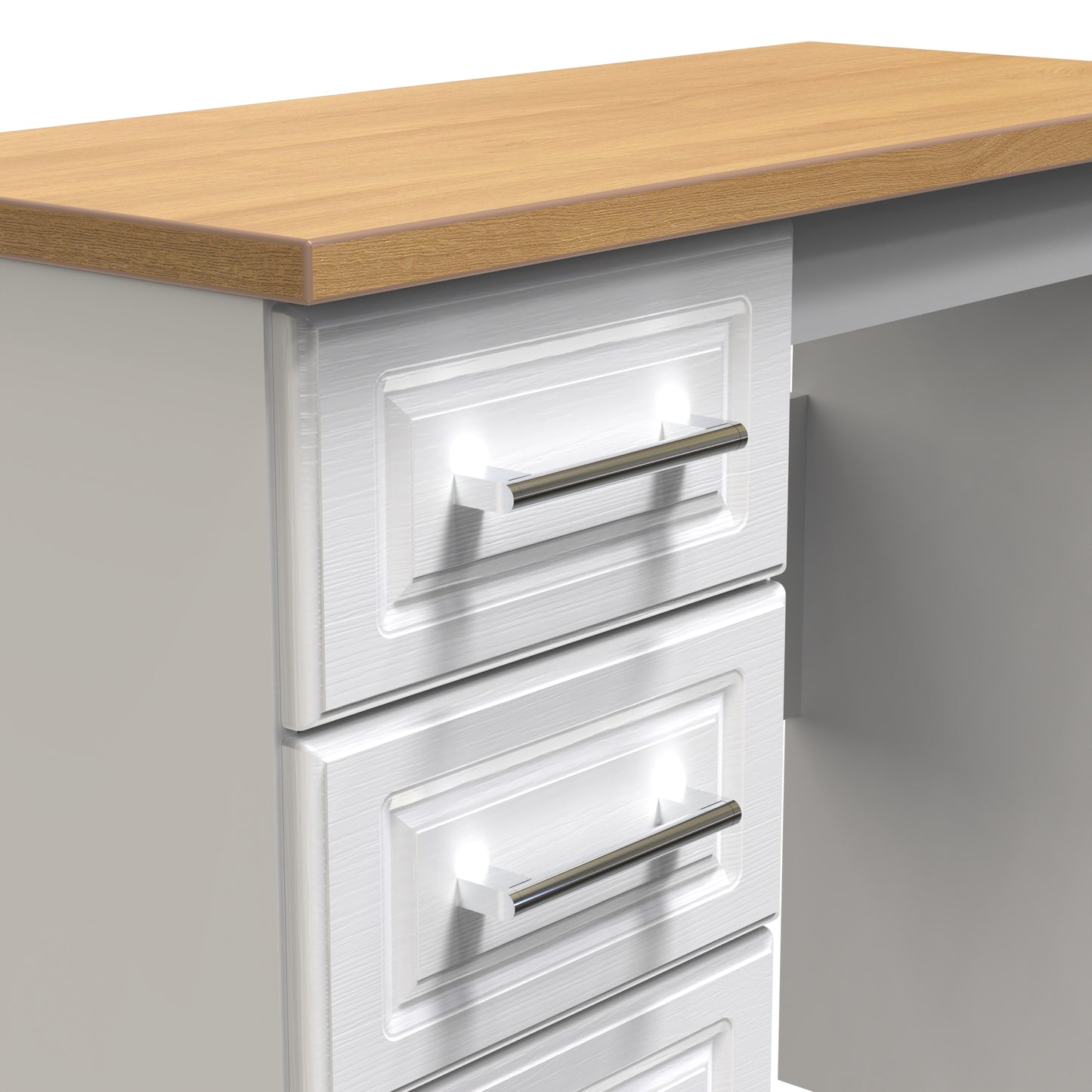 Kent Desk White & Oak 3 Drawers 90cm
