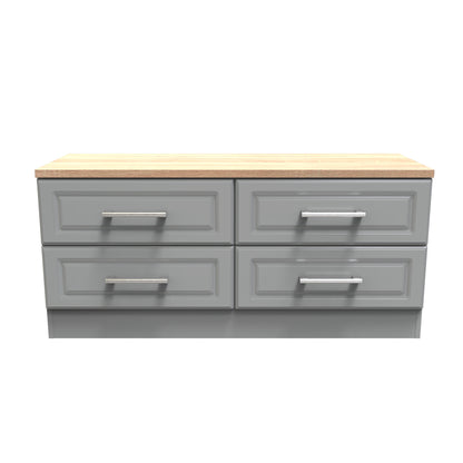 Kent Large Chest of Drawers Grey & Oak 4 Drawers 110cm