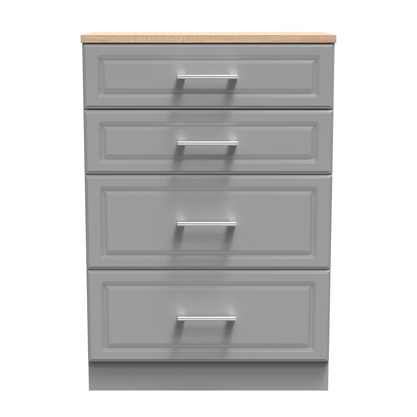 Kent Tall Chest of Drawers Grey & Oak 4 Drawers 108cm