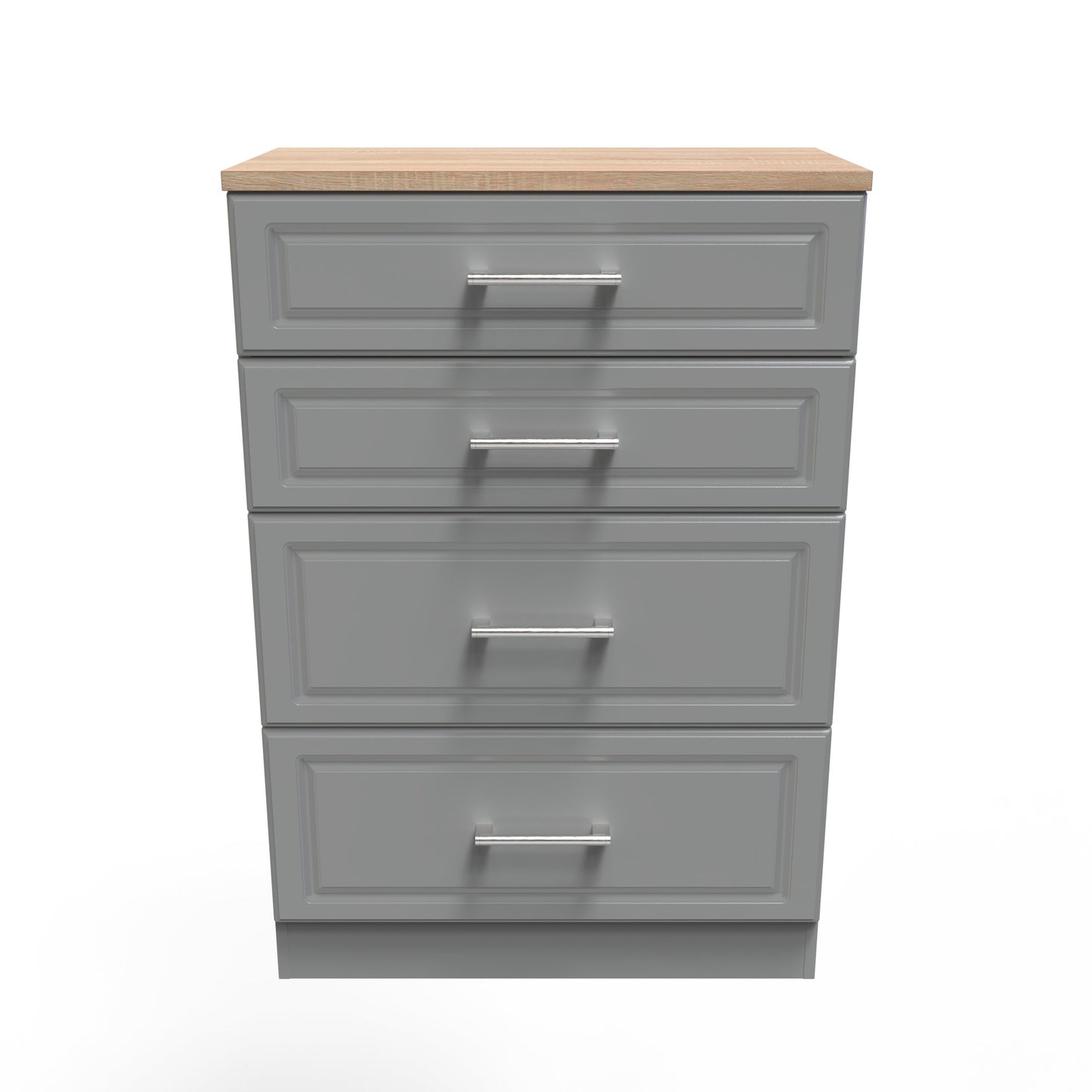 Kent Tall Chest of Drawers Grey & Oak 4 Drawers 108cm