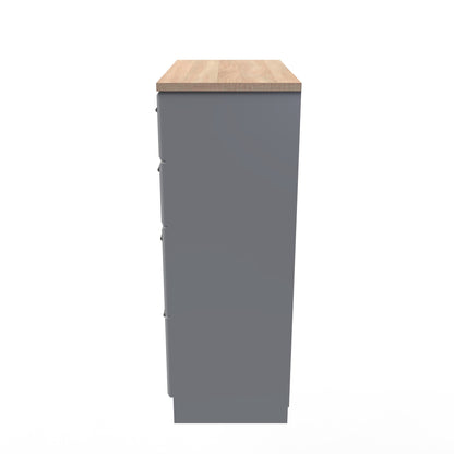 Kent Tall Chest of Drawers Grey & Oak 4 Drawers 108cm