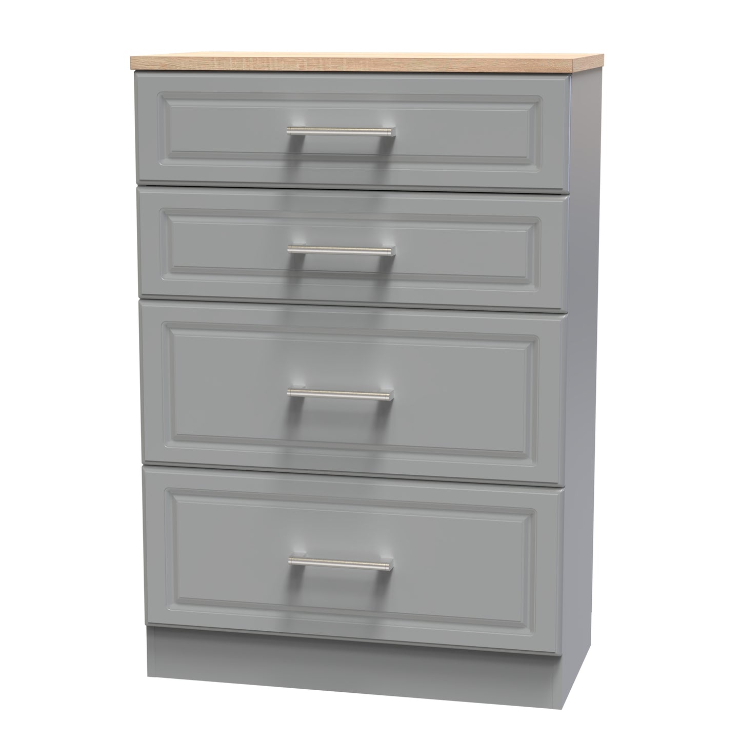 Kent Tall Chest of Drawers Grey & Oak 4 Drawers 108cm