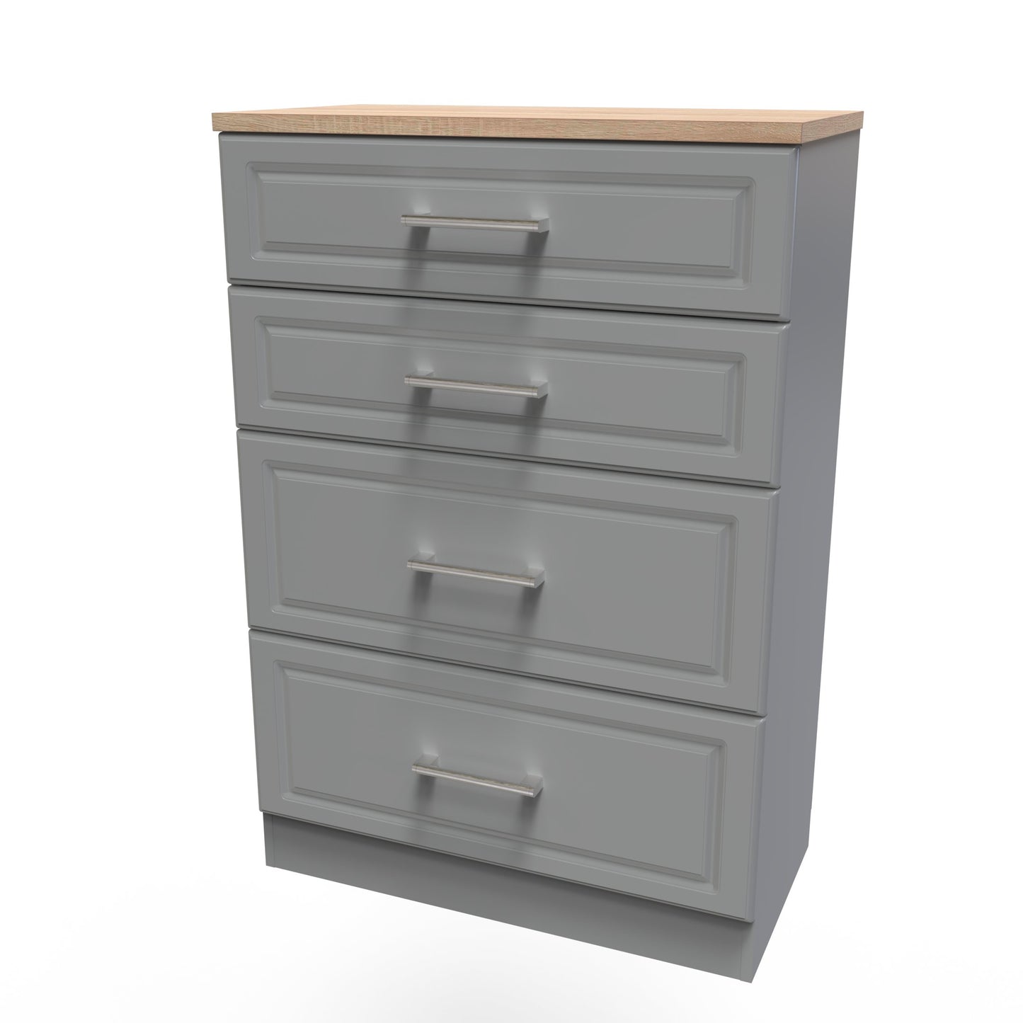 Kent Tall Chest of Drawers Grey & Oak 4 Drawers 108cm