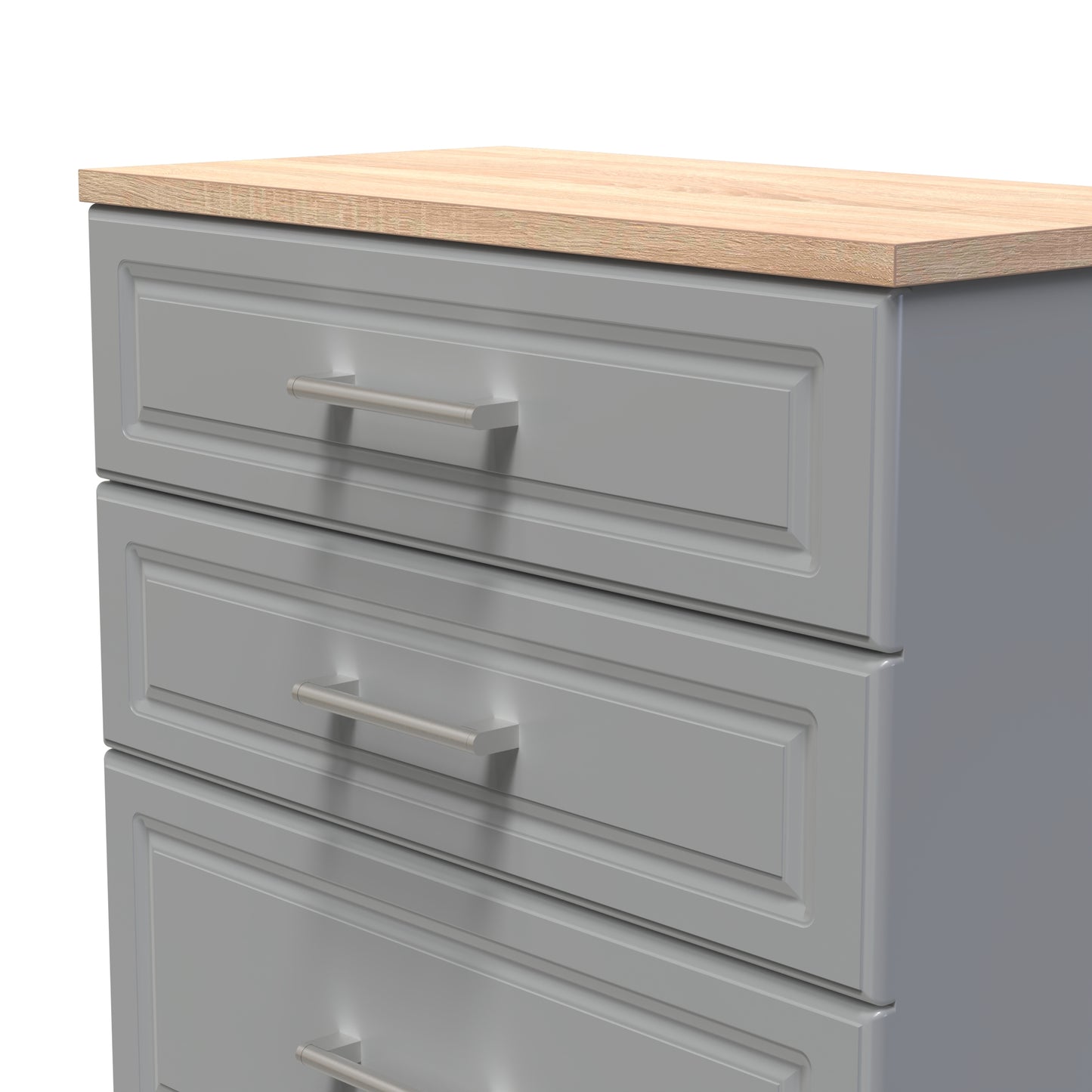 Kent Tall Chest of Drawers Grey & Oak 4 Drawers 108cm