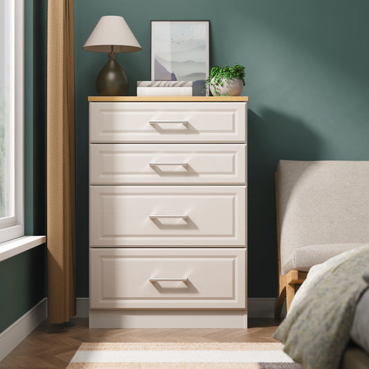Kent Tall Chest of Drawers Off-White 4 Drawers 108cm