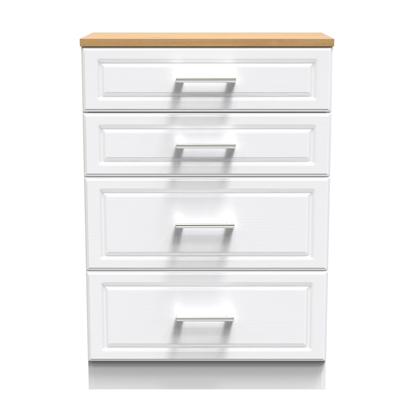 Kent Tall Chest of Drawers White & Oak 4 Drawers 108cm