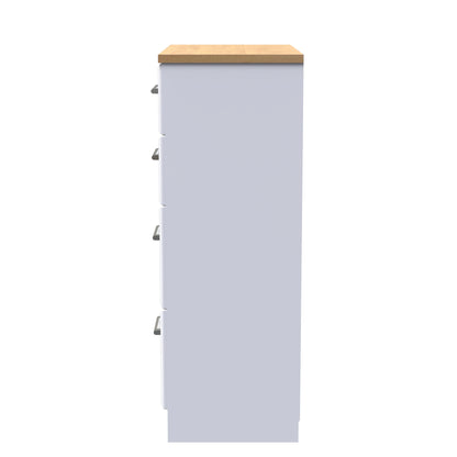 Kent Tall Chest of Drawers White & Oak 4 Drawers 108cm