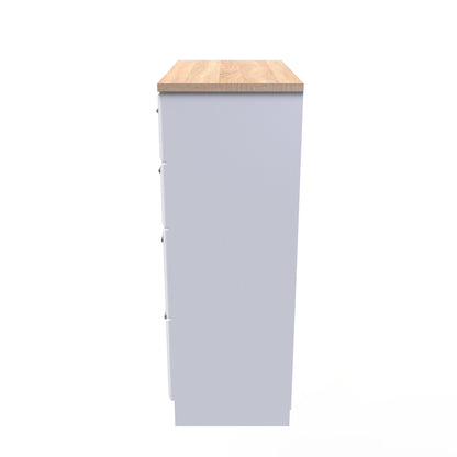 Kent Tall Chest of Drawers White & Oak 4 Drawers 108cm