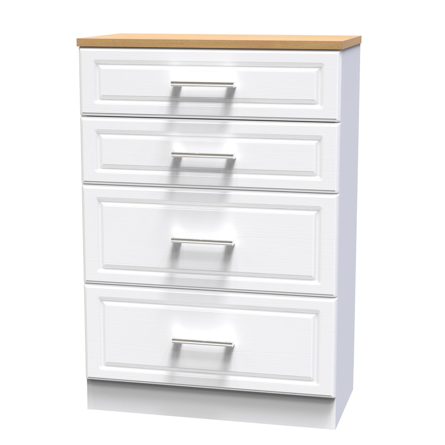 Kent Tall Chest of Drawers White & Oak 4 Drawers 108cm