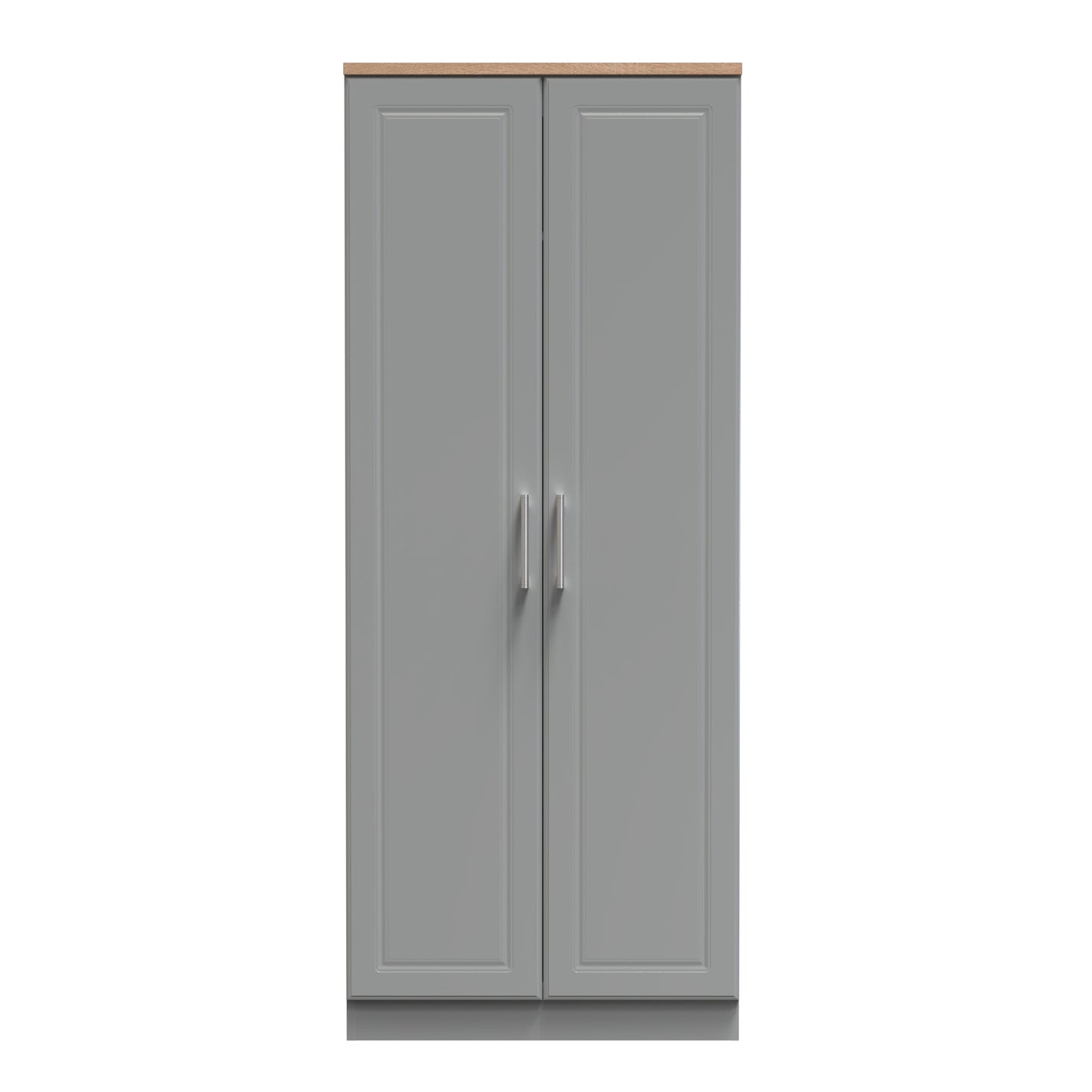 Kent Tall Wardrobe Grey & Oak 2 Doors 1 Shelf 182cm