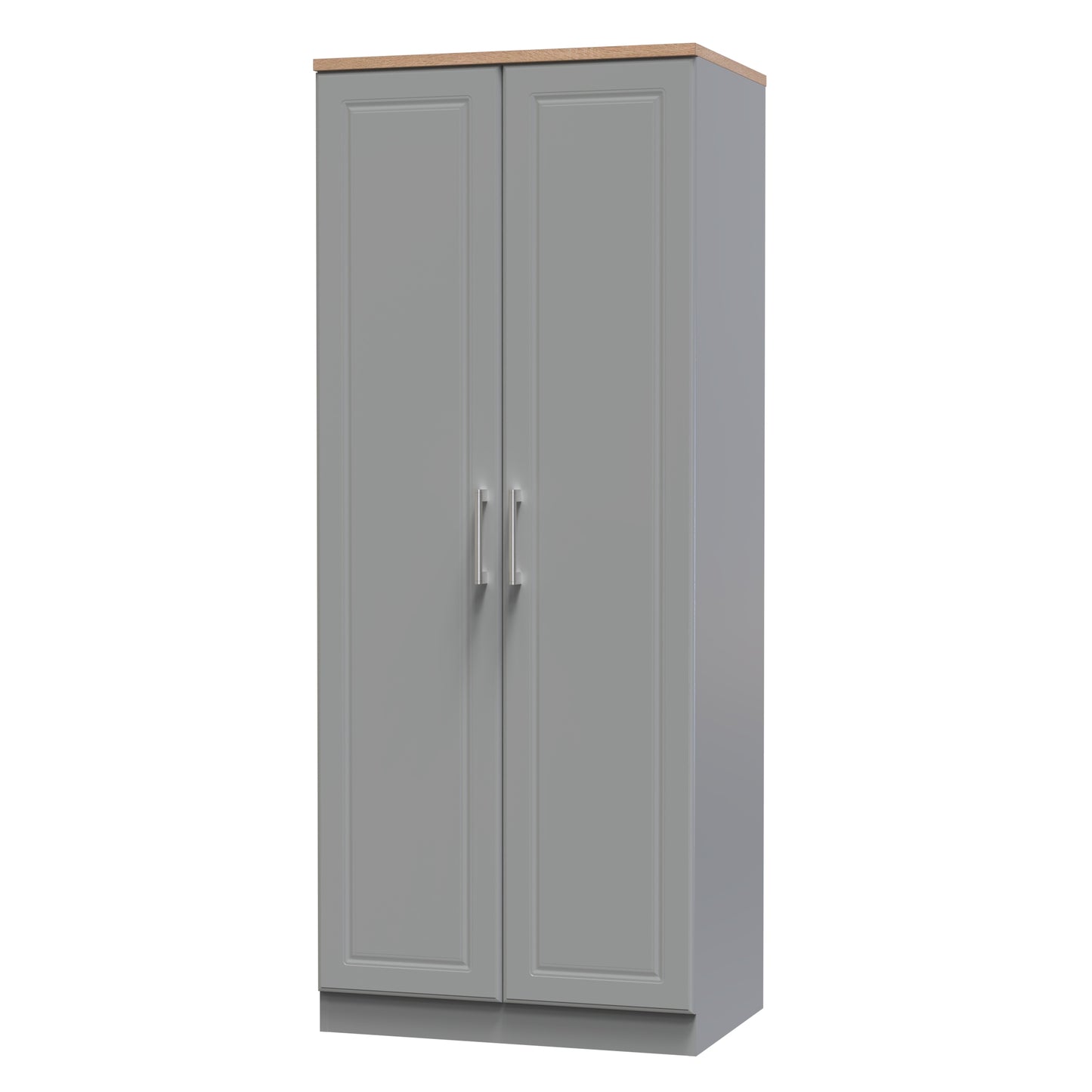 Kent Tall Wardrobe Grey & Oak 2 Doors 1 Shelf 182cm