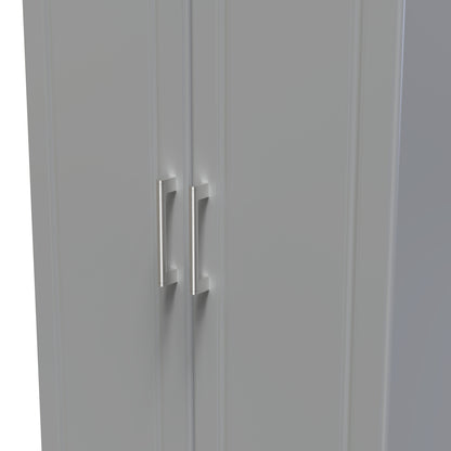 Kent Tall Wardrobe Grey & Oak 2 Doors 1 Shelf 182cm