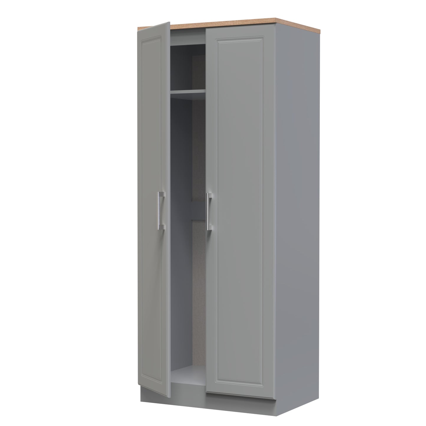 Kent Tall Wardrobe Grey & Oak 2 Doors 1 Shelf 182cm