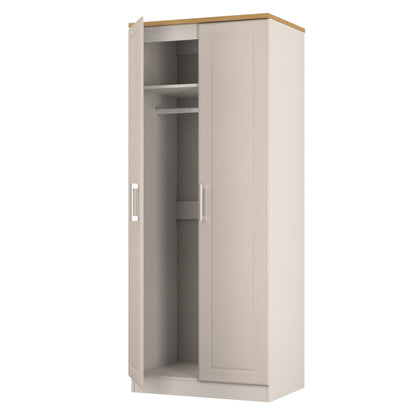 Kent Tall Wardrobe Off-White 2 Doors 1 Shelf 182cm