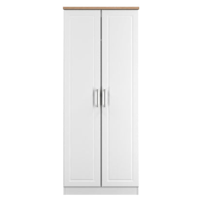 Kent Tall Wardrobe White & Oak 2 Doors 1 Shelf 182cm
