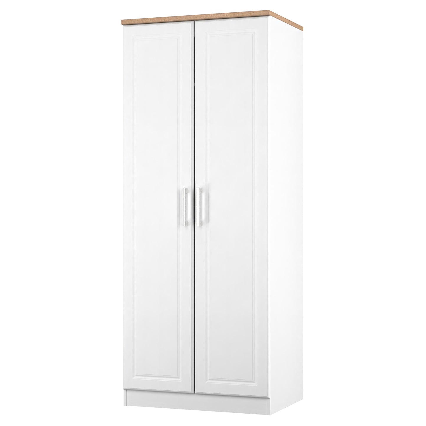 Kent Tall Wardrobe White & Oak 2 Doors 1 Shelf 182cm
