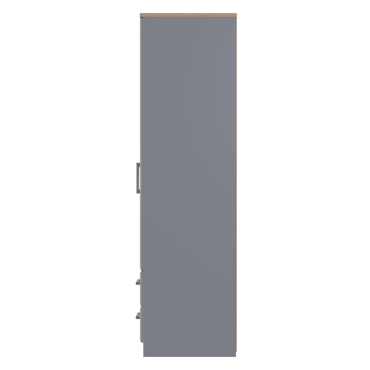 Kent Tall Wardrobe Grey & Oak 2 Doors 2 Drawers 182cm
