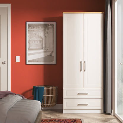 Kent Tall Wardrobe Off-White 2 Doors 2 Drawers 182cm