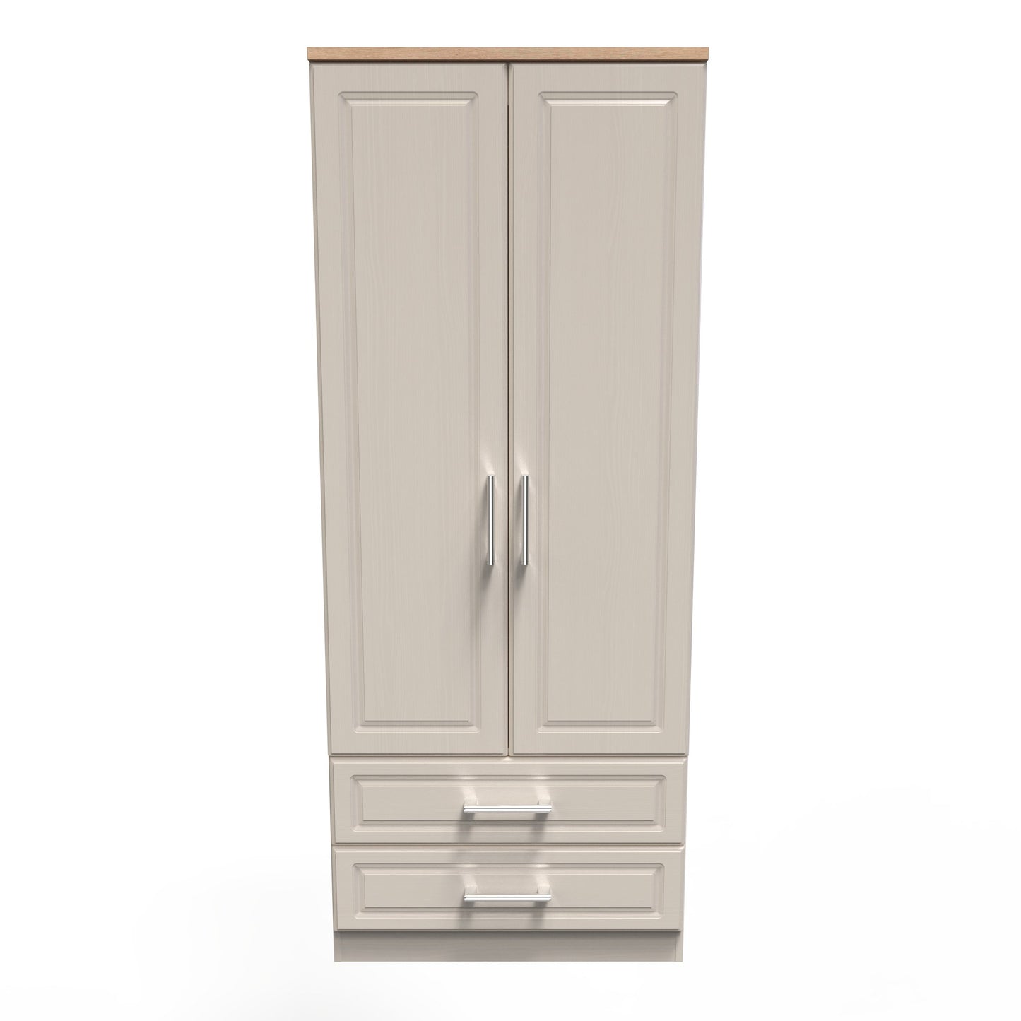 Kent Tall Wardrobe Off-White 2 Doors 2 Drawers 182cm