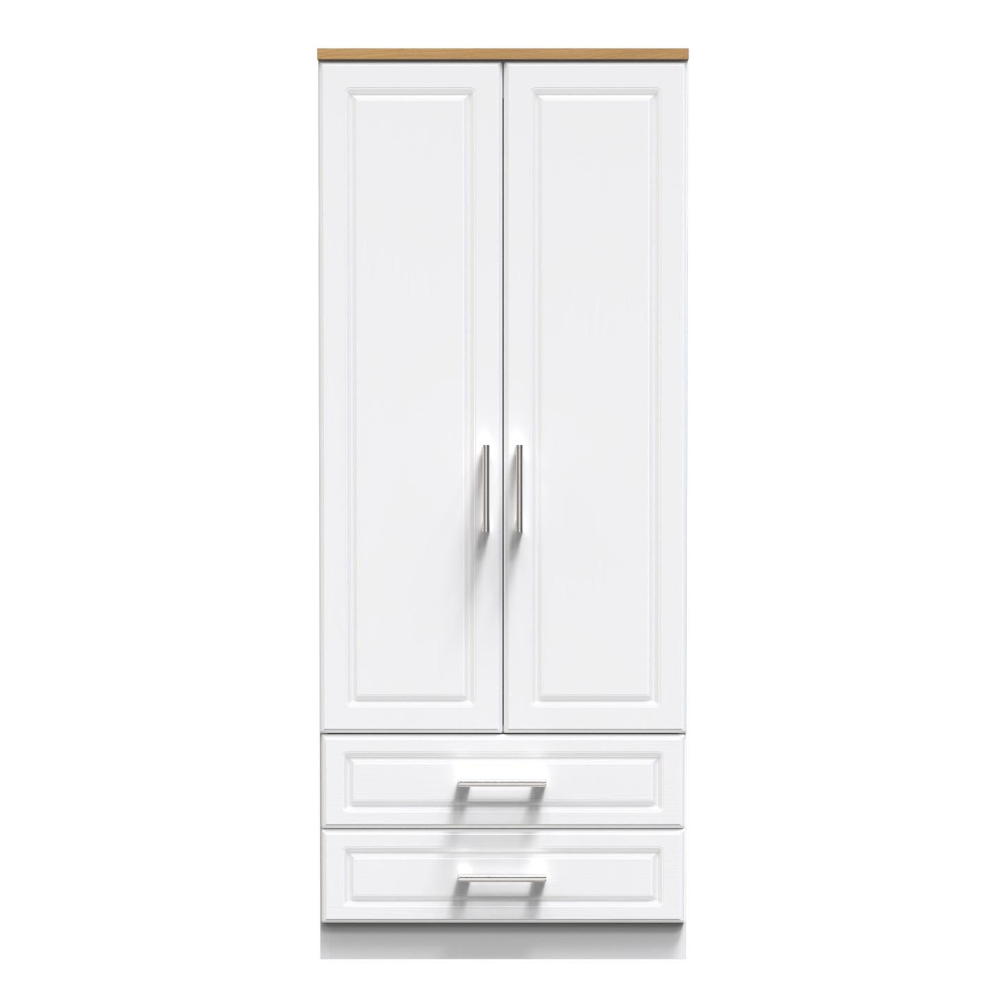 Kent Tall Wardrobe White & Oak 2 Doors 2 Drawers 182cm