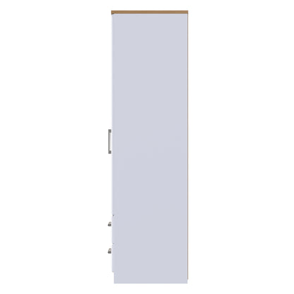 Kent Tall Wardrobe White & Oak 2 Doors 2 Drawers 182cm