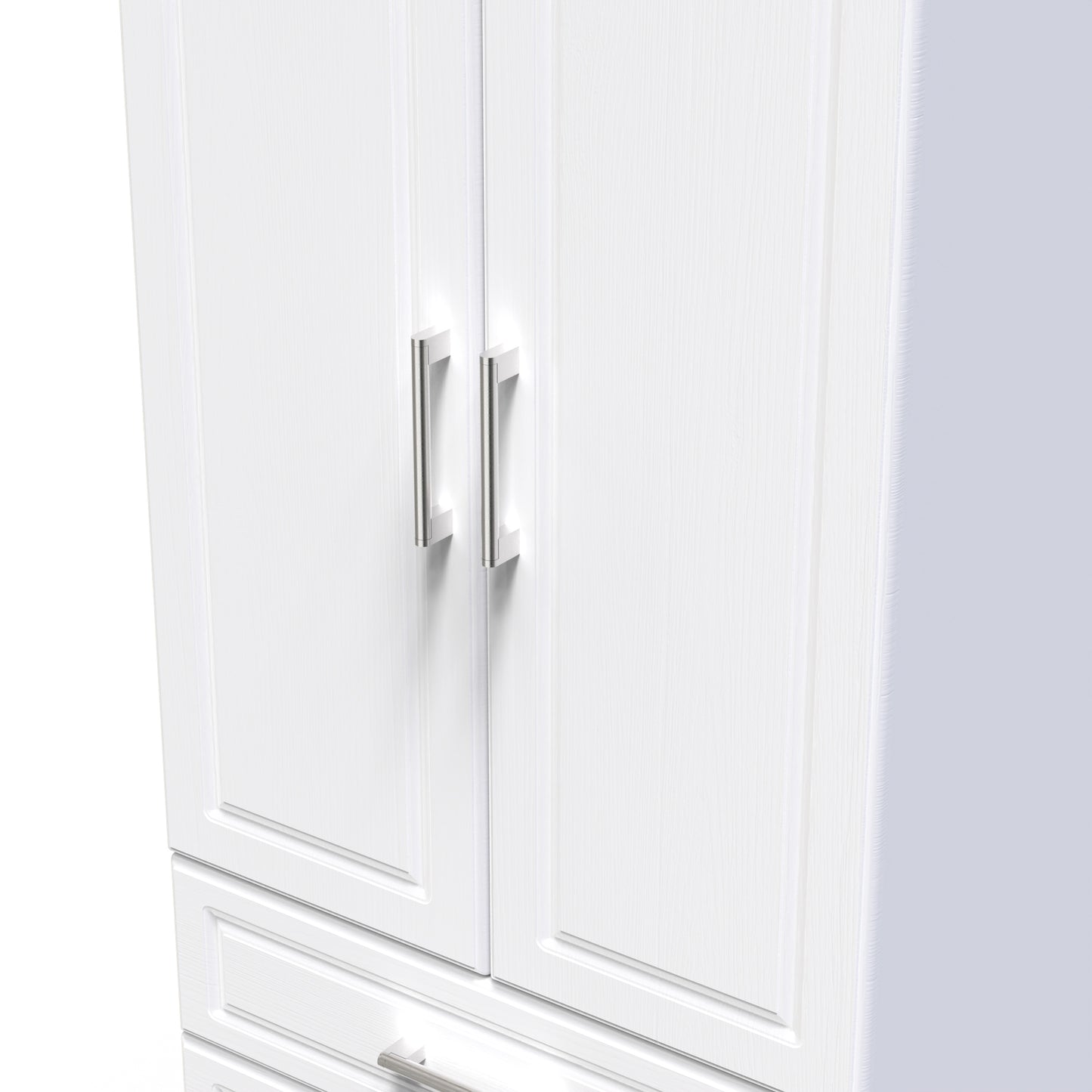Kent Tall Wardrobe White & Oak 2 Doors 2 Drawers 182cm