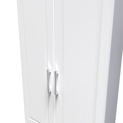 Kent Tall Wardrobe White & Oak 2 Doors 2 Drawers 182cm