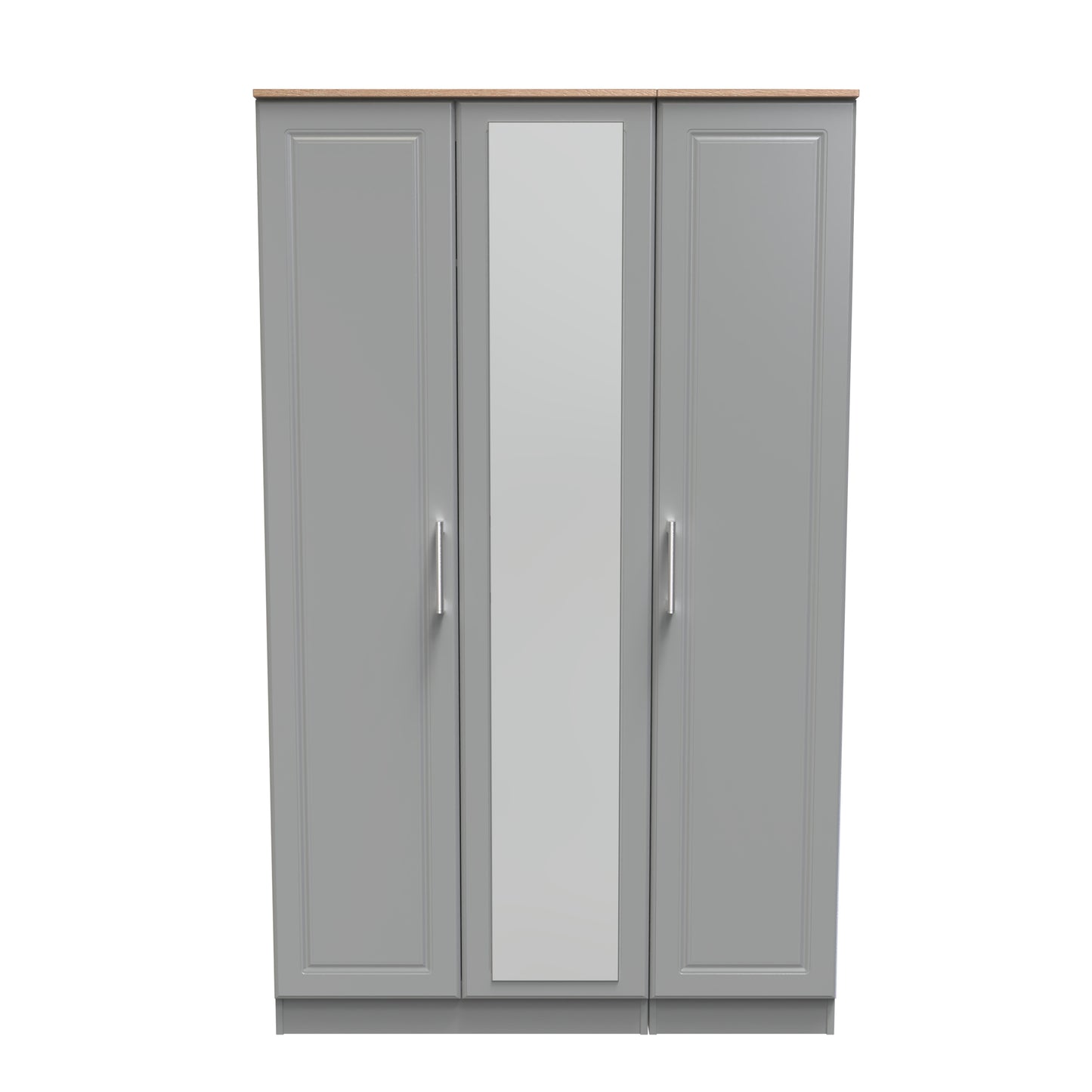 Kent Tall Mirror Wardrobe Grey & Oak 1 Shelf 182cm
