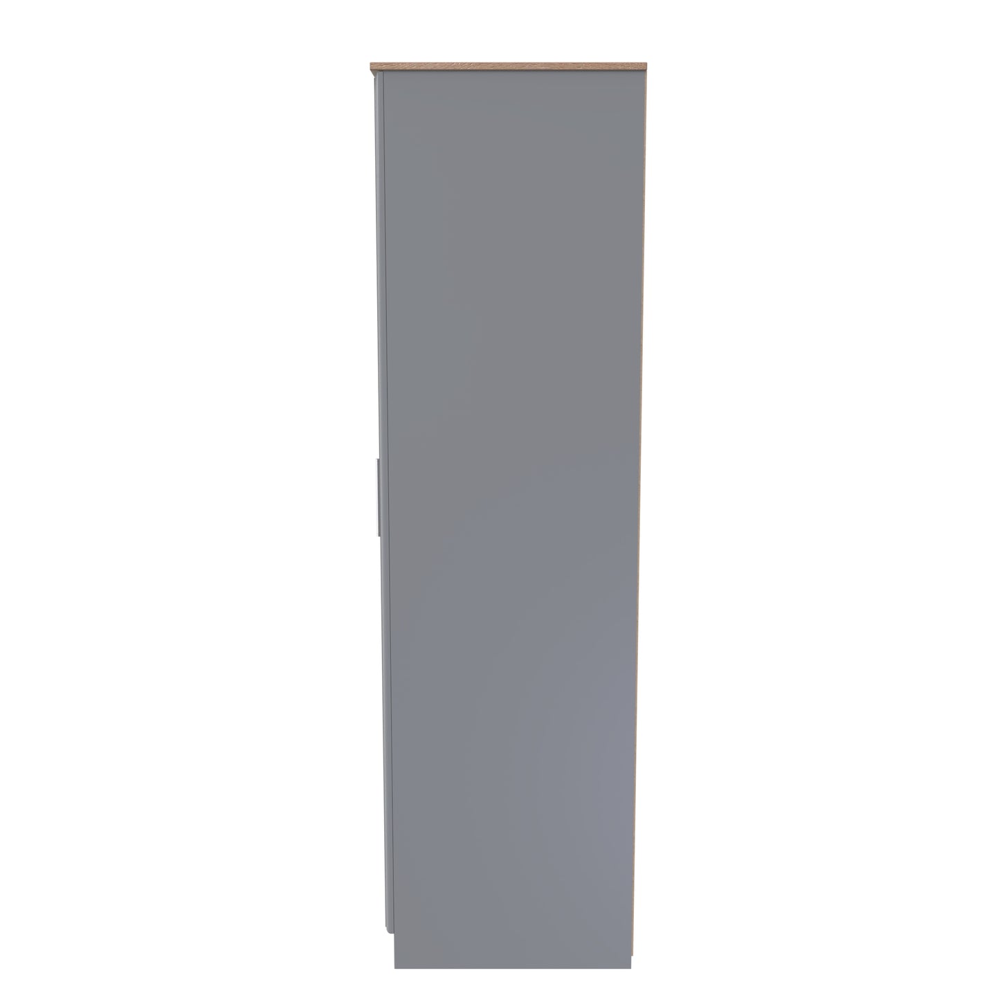 Kent Tall Mirror Wardrobe Grey & Oak 1 Shelf 182cm