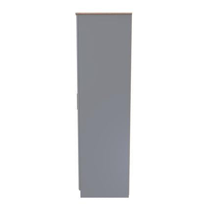 Kent Tall Mirror Wardrobe Grey & Oak 1 Shelf 182cm