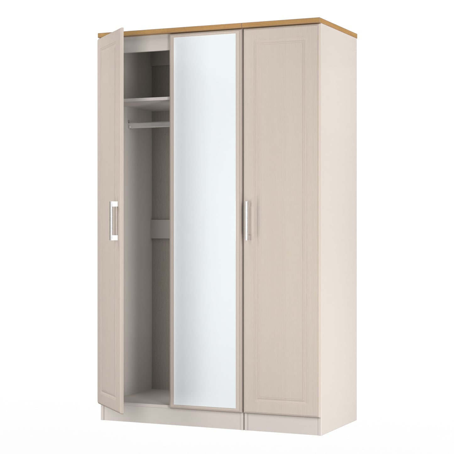 Kent Tall Mirror Wardrobe Off-White 1 Shelf 182cm
