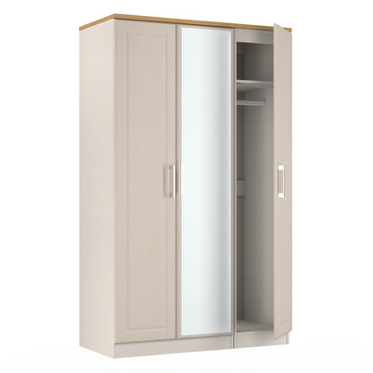 Kent Tall Mirror Wardrobe Off-White 1 Shelf 182cm