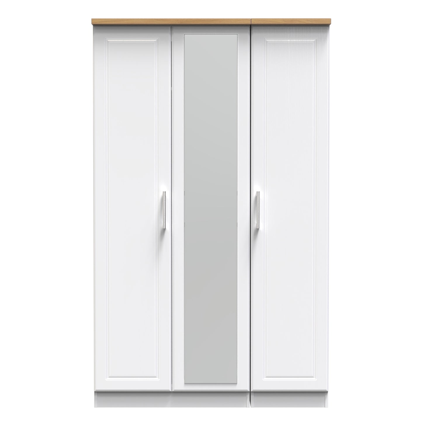 Kent Tall Mirror Wardrobe White & Oak 1 Shelf 182cm