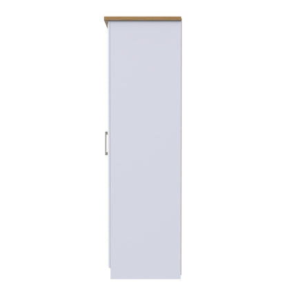 Kent Tall Mirror Wardrobe White & Oak 1 Shelf 182cm