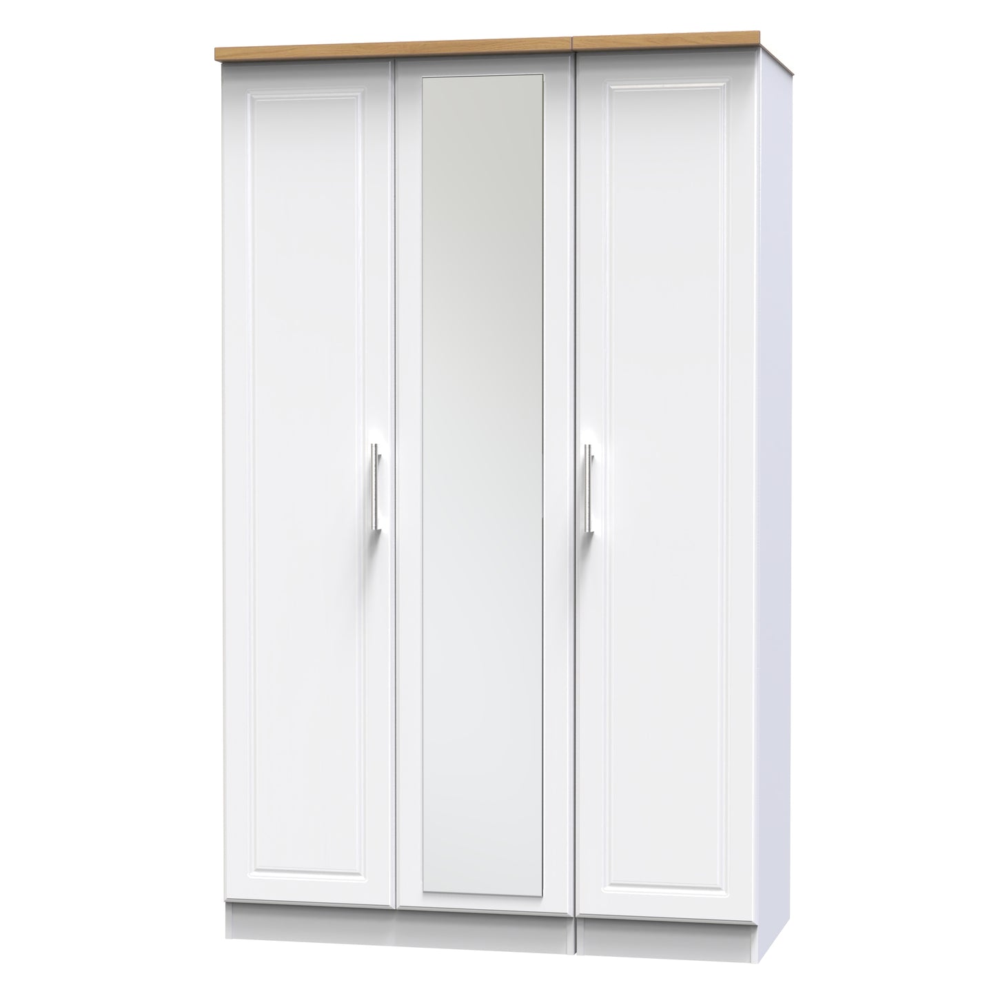 Kent Tall Mirror Wardrobe White & Oak 1 Shelf 182cm