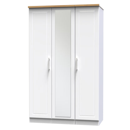 Kent Tall Mirror Wardrobe White & Oak 1 Shelf 182cm