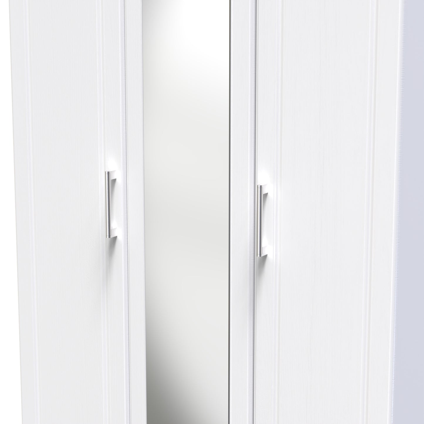 Kent Tall Mirror Wardrobe White & Oak 1 Shelf 182cm