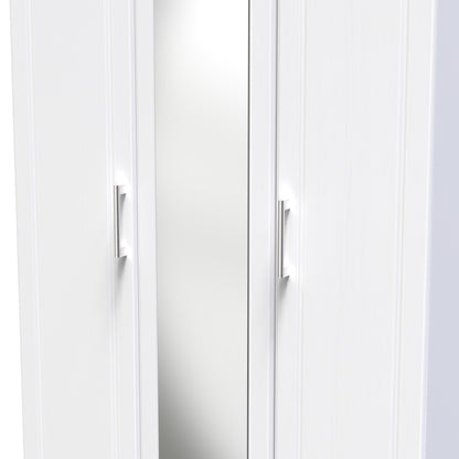 Kent Tall Mirror Wardrobe White & Oak 1 Shelf 182cm