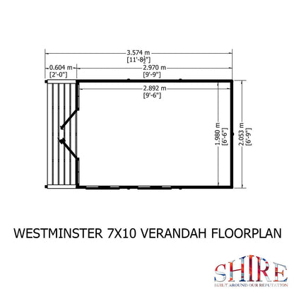 Shire Kensington 11' 8" x 6' 8" Apex Summerhouse - Premium Dip Treated Shiplap