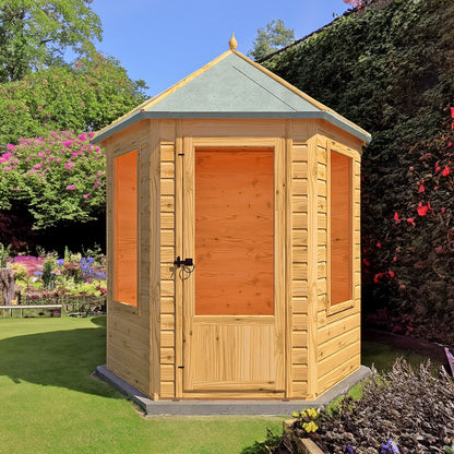 Shire Keswick 6' 10" x 7' 10" Hexagonal Hip Summerhouse - Premium Dip Treated Shiplap