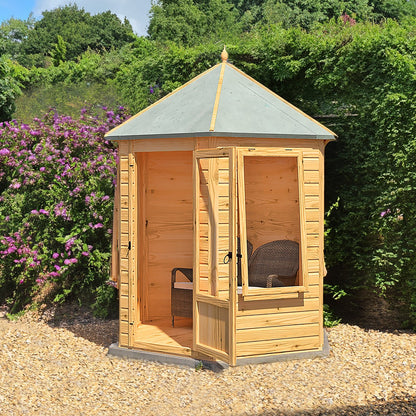 Shire Keswick 6' 10" x 7' 10" Hexagonal Hip Summerhouse - Premium Dip Treated Shiplap