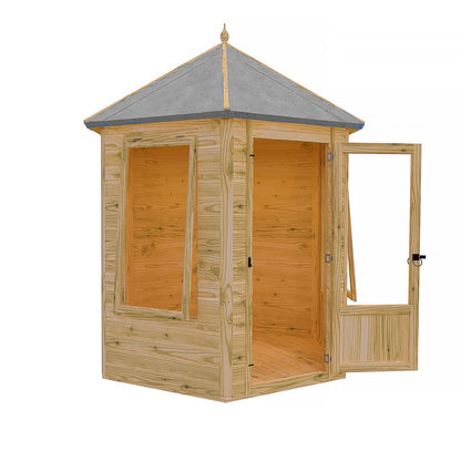 Shire Keswick 6' 10" x 7' 10" Hexagonal Hip Summerhouse - Premium Dip Treated Shiplap