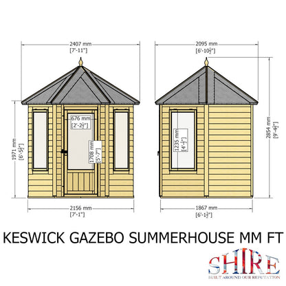 Shire Keswick 6' 10" x 7' 10" Hexagonal Hip Summerhouse - Premium Dip Treated Shiplap