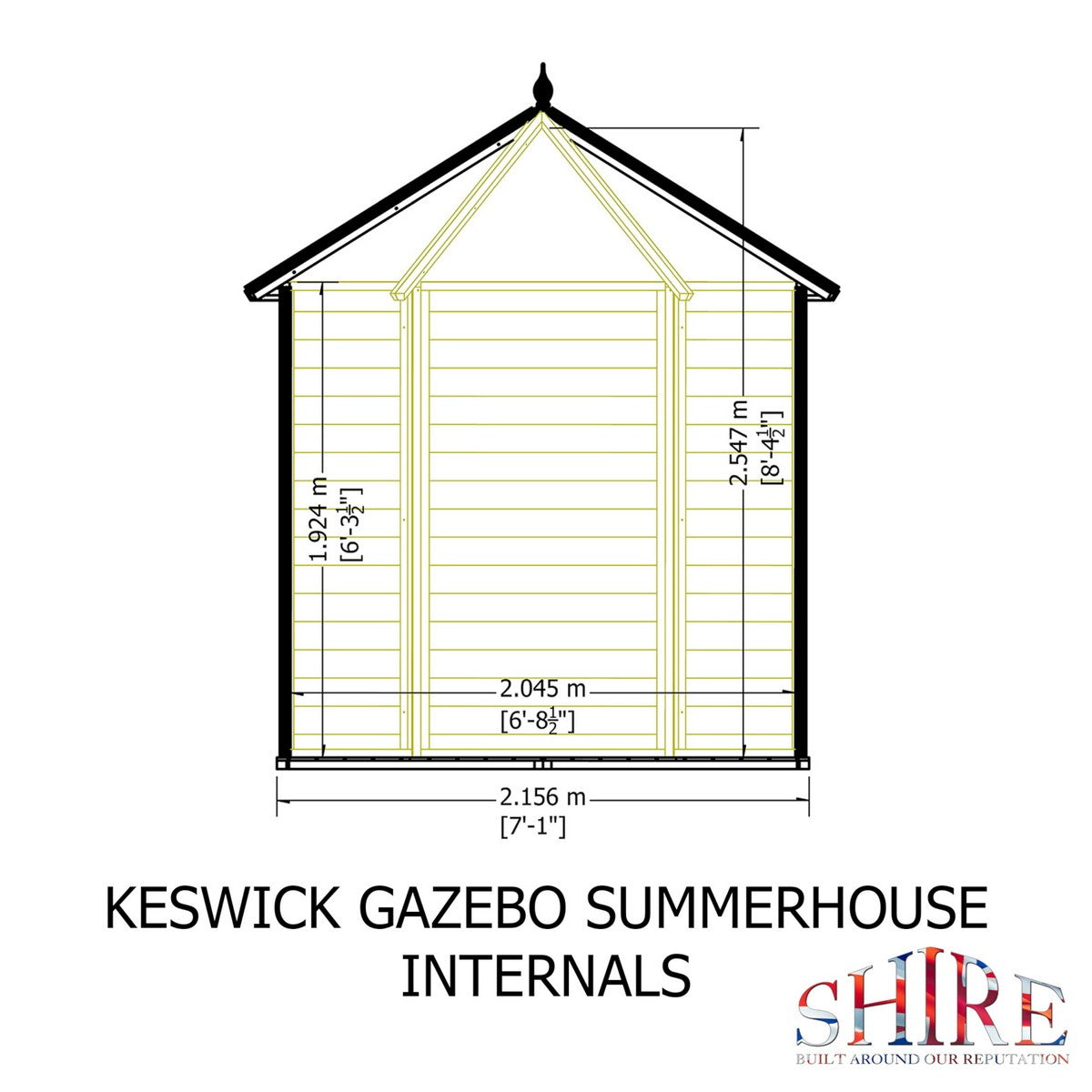 Shire Keswick 6' 10" x 7' 10" Hexagonal Hip Summerhouse - Premium Dip Treated Shiplap