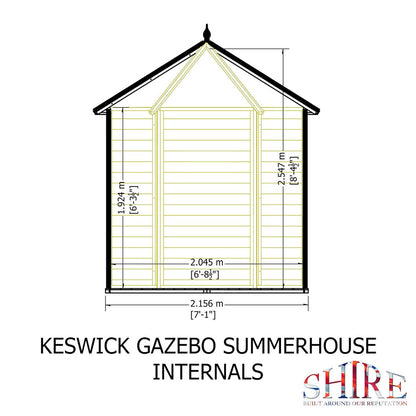 Shire Keswick 6' 10" x 7' 10" Hexagonal Hip Summerhouse - Premium Dip Treated Shiplap