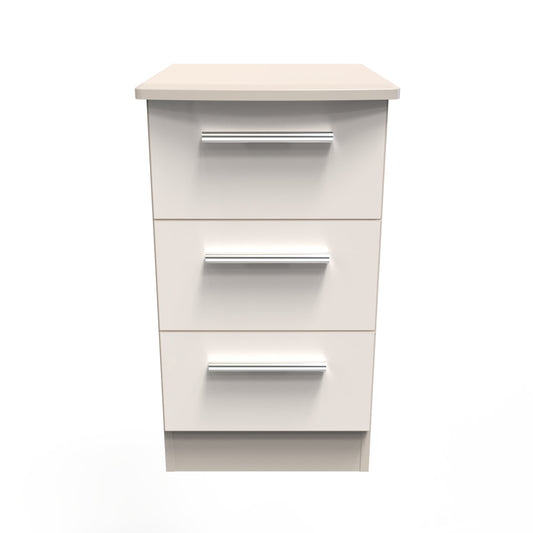 Knightsbridge Bedside Table Off-White 3 Drawers 70cm