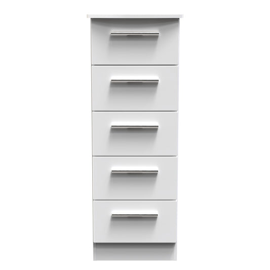 Knightsbridge Tall Tallboy White 5 Drawers 108cm