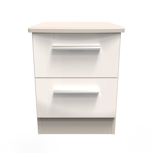 Knightsbridge Bedside Table Off-White 2 Drawers 51cm