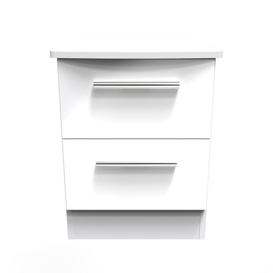 Knightsbridge Bedside Table White 2 Drawers 51cm